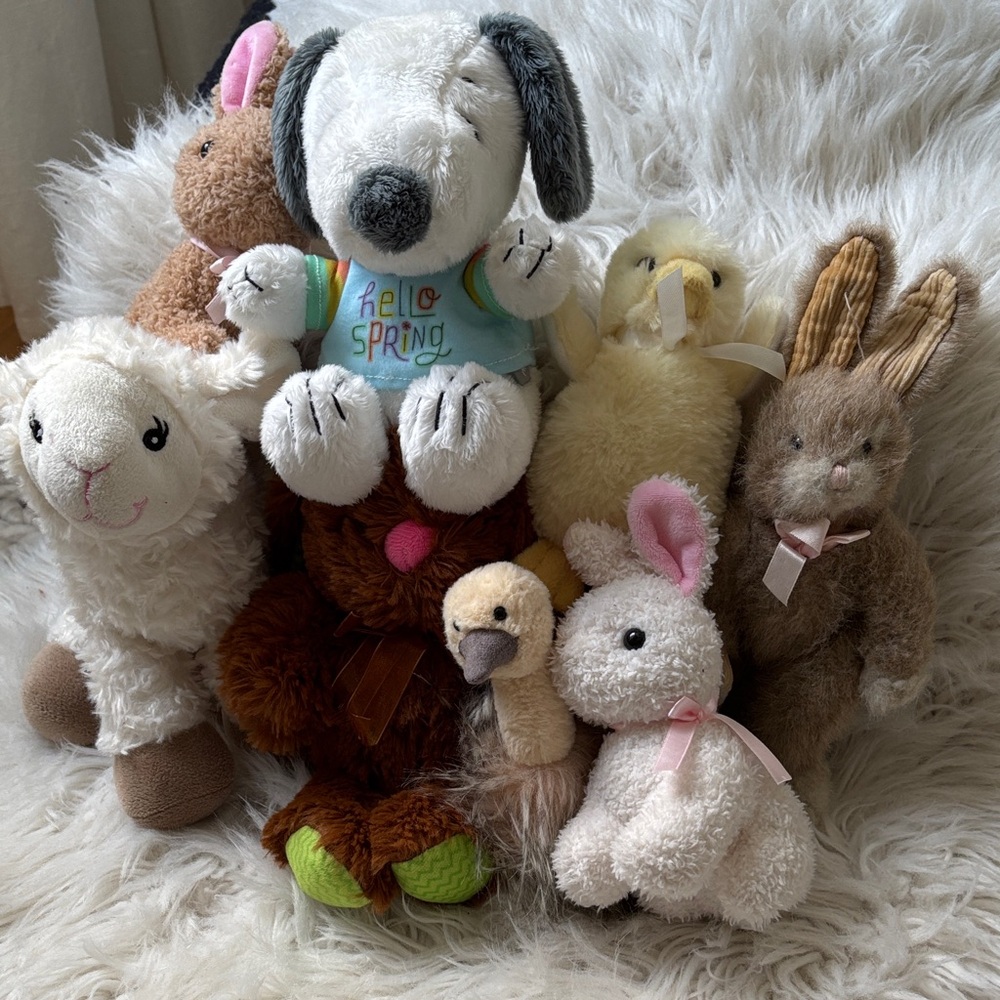 Stuffy Plush Toy Lot 8 Stuffed Animals Bunnies Lamb Duck Puppy Ostrich - Picture 11 of 12